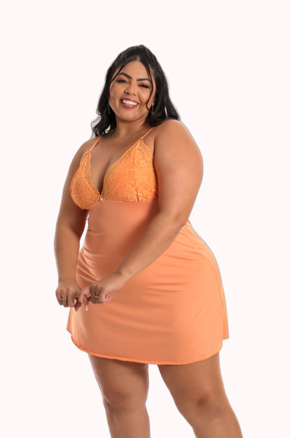 Camisola Básica Plus Size com Renda