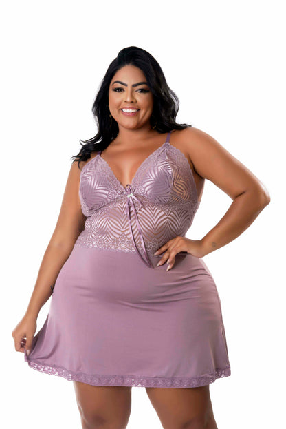Camisola plus size em microfibra em Branco – Doce Malícia
