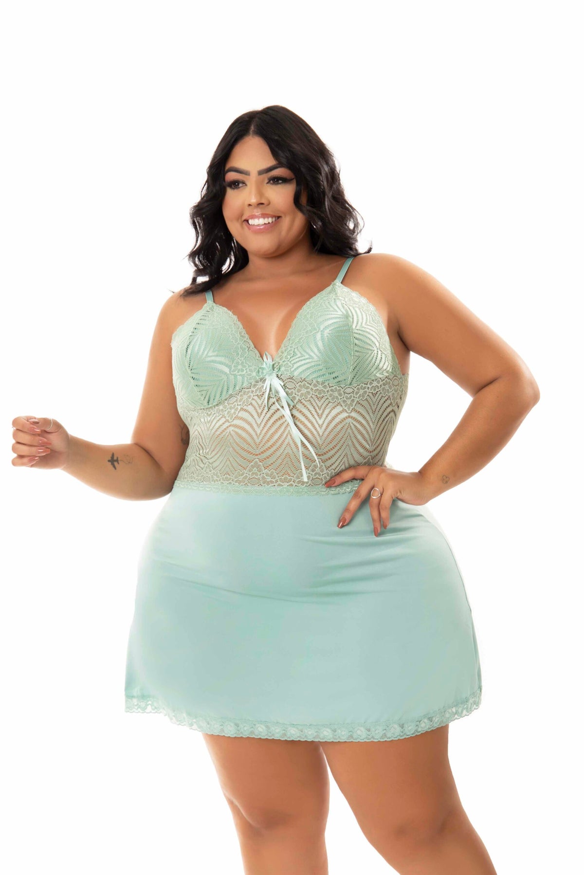 Camisola plus size em microfibra em Branco – Doce Malícia