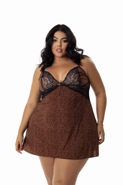 Camisola Plus Size em Liganete em Ameixa – Doce Malícia
