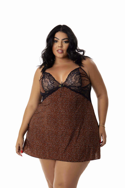 Camisola Plus Size em Liganete em Ameixa – Doce Malícia
