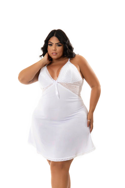 Camisola Plus Size Sexy em Branco – Doce Malícia