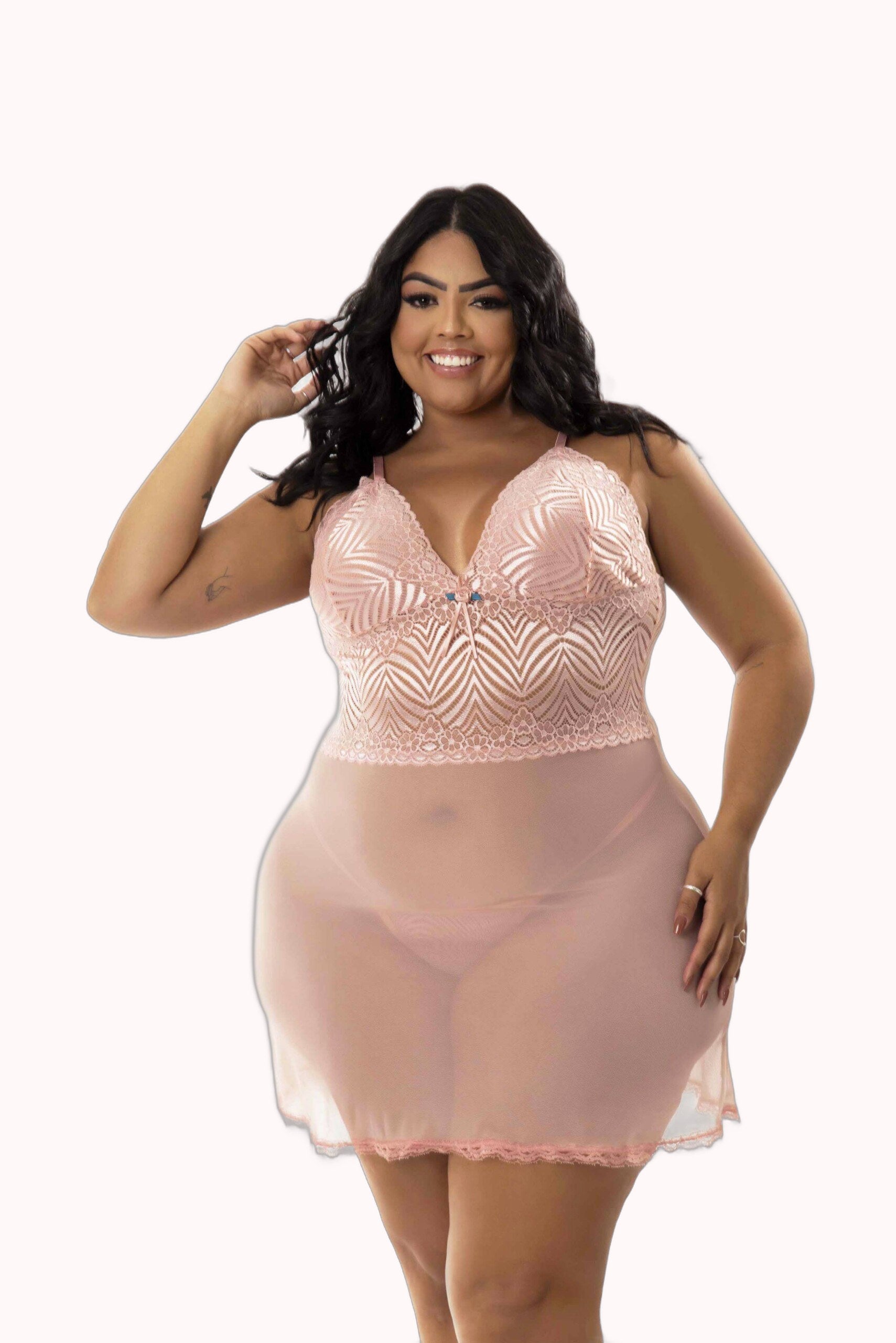 Camisola sexy plus size com calcinha – Doce Malícia