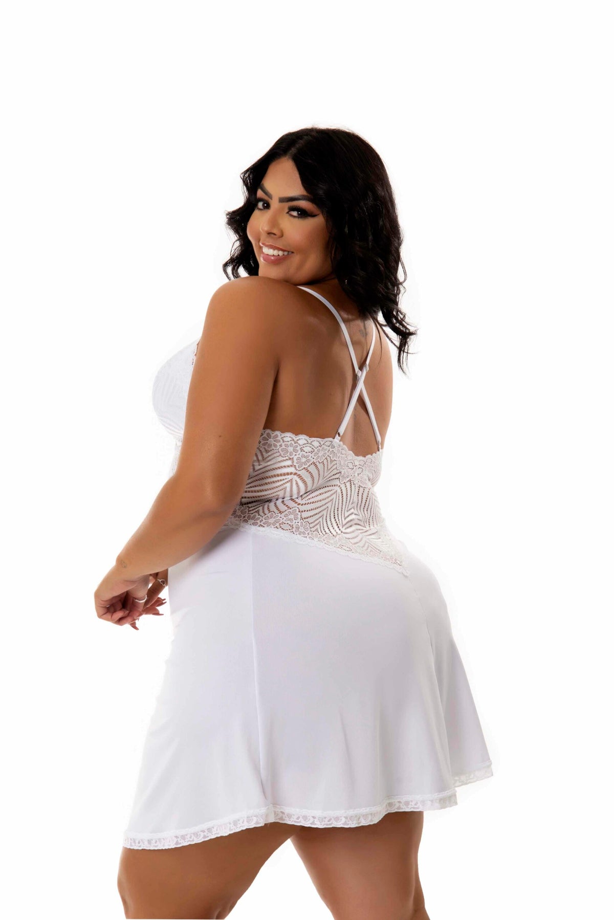 Camisola Plus Size Sexy em Branco – Doce Malícia