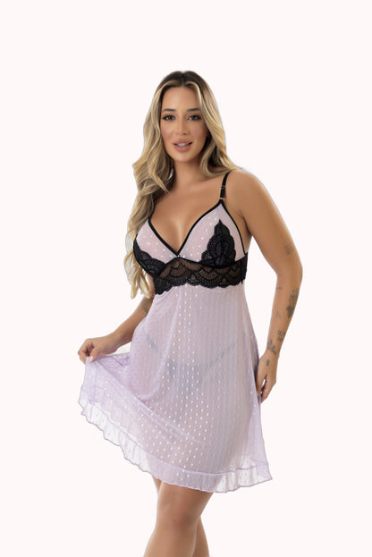 Camisola de Renda com Tule – Doce Malícia