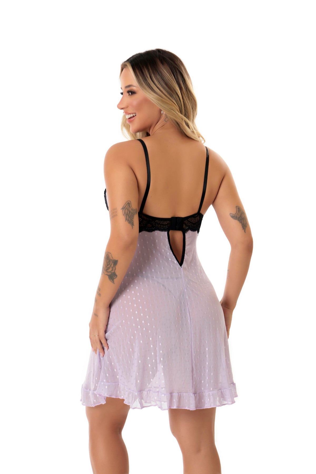 Camisola de Renda com Tule em Branco – Doce Malícia