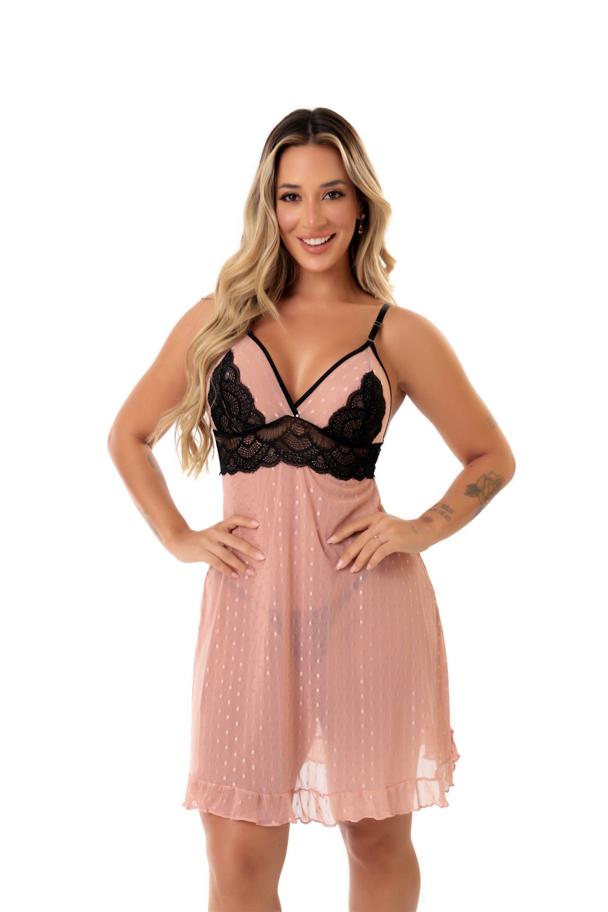 Camisola de Renda com Tule em Branco – Doce Malícia