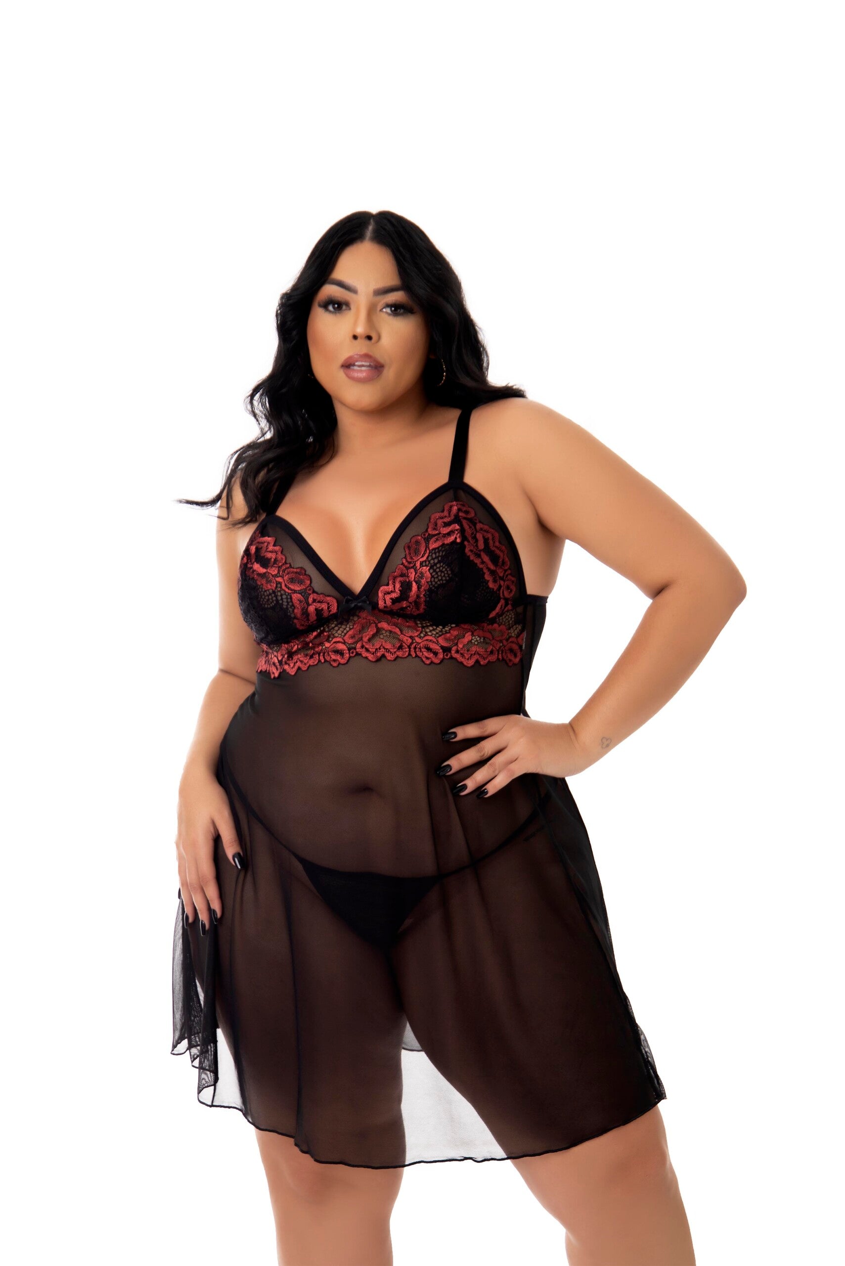 Camisola Sensual em Tule Plus Size em dourado – Doce Malícia