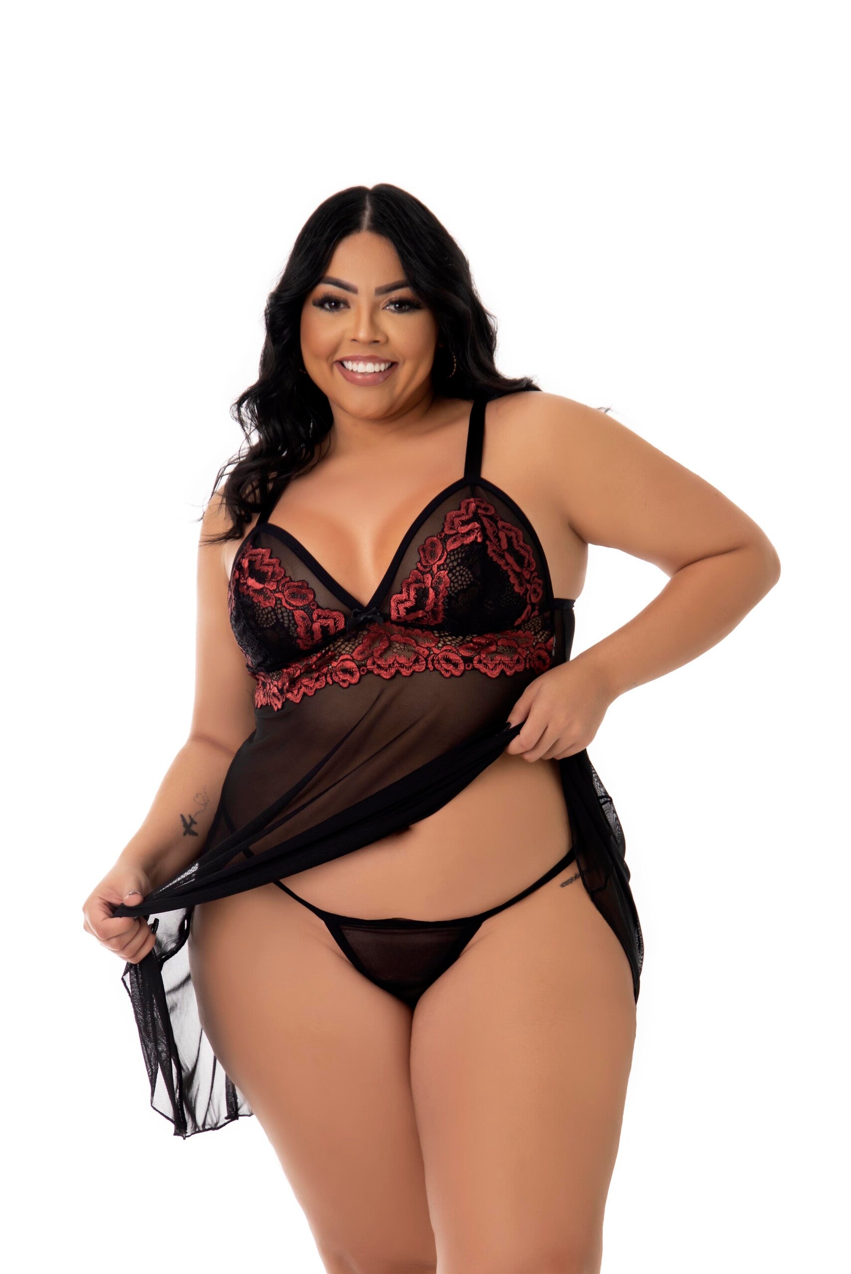 Camisola Sensual em Tule Plus Size em dourado – Doce Malícia