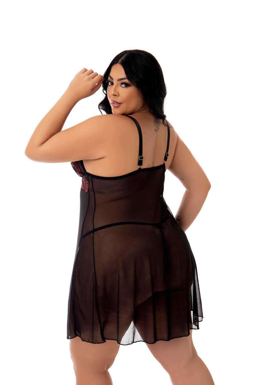 Camisola Sensual em Tule Plus Size em dourado – Doce Malícia