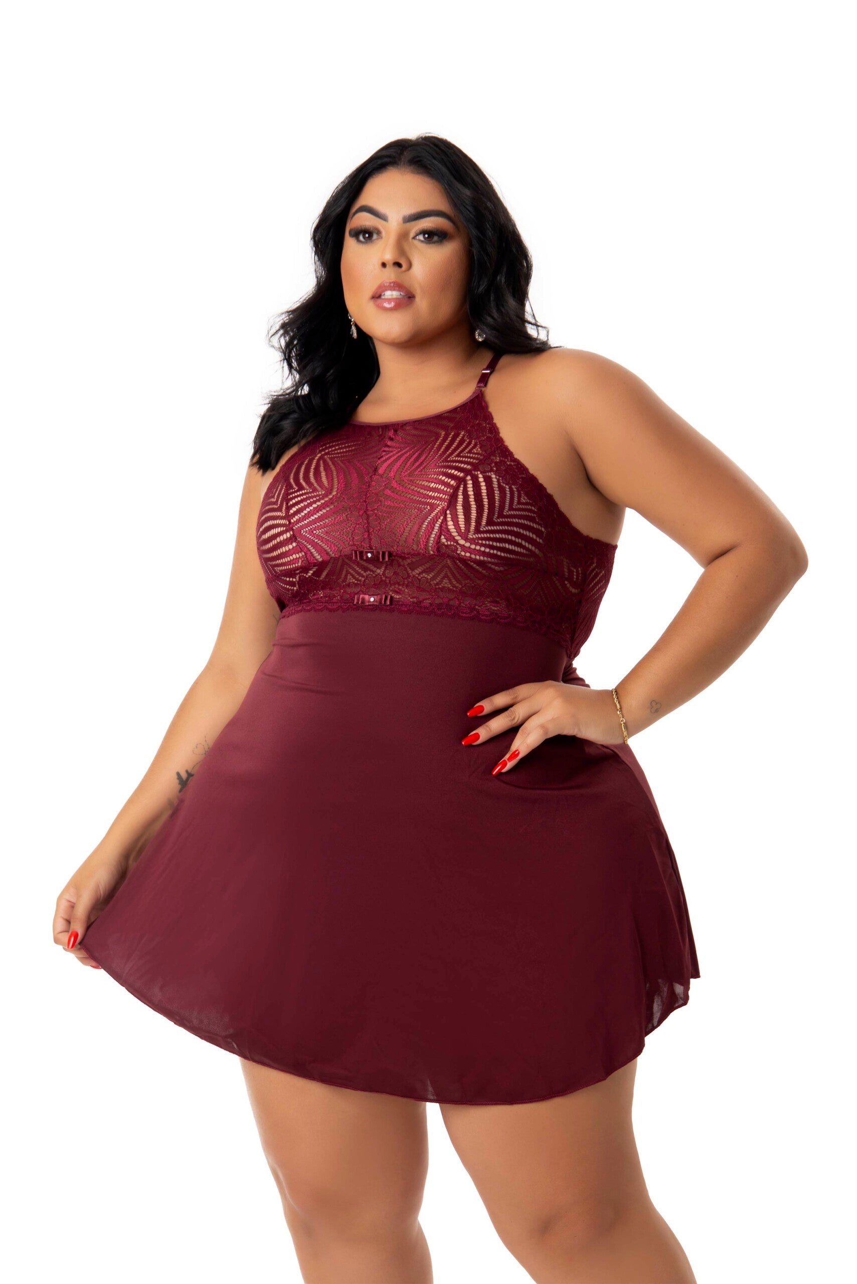 Camisola Sensual Plus Size em azul – Doce Malícia