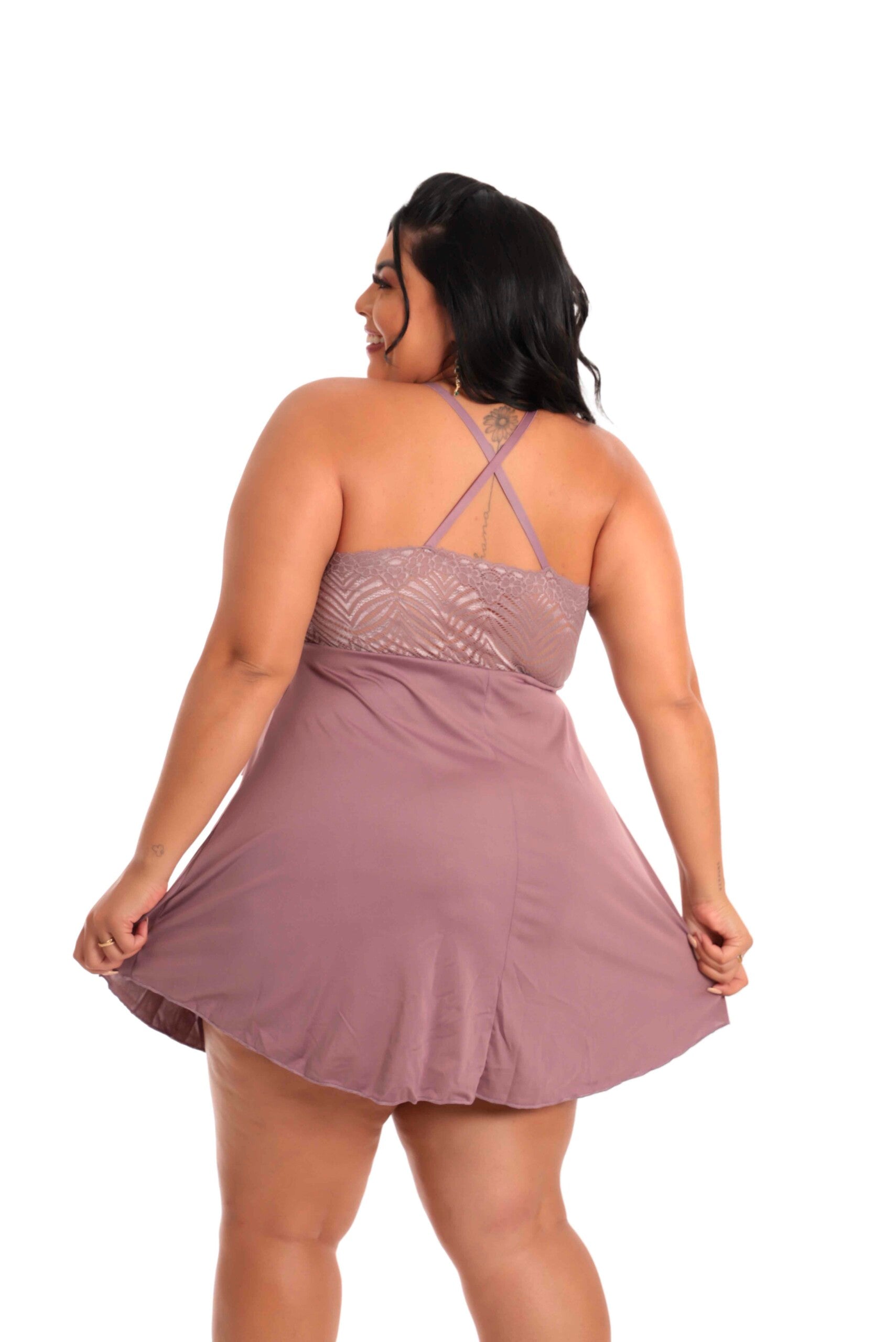 Camisola Sensual Plus Size em azul – Doce Malícia
