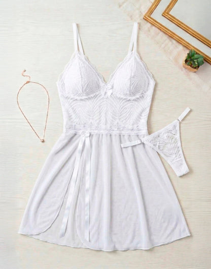 Camisola Sexy em Tule com Fenda em azul-Marinho – Doce Malícia