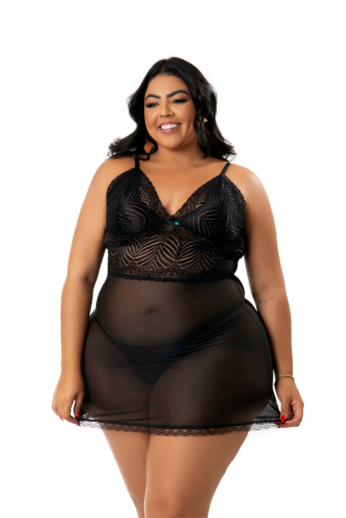 Camisola sexy plus size com calcinha em Branco – Doce Malícia