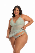 Camisola sexy plus size com calcinha em Branco – Doce Malícia