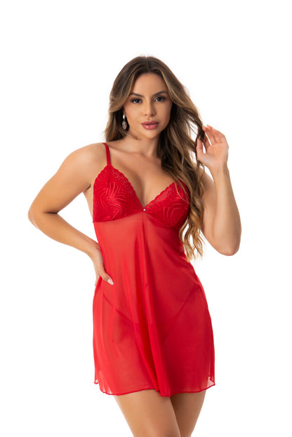 Camisola em Tule com Calcinha em Branco – Doce Malícia