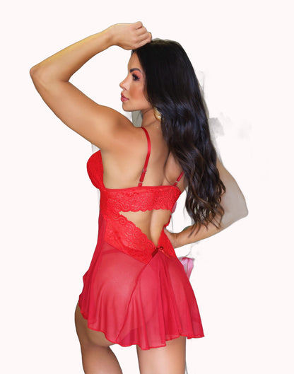 Camisola de Tule e Renda com Costas Abertas – Doce Malícia