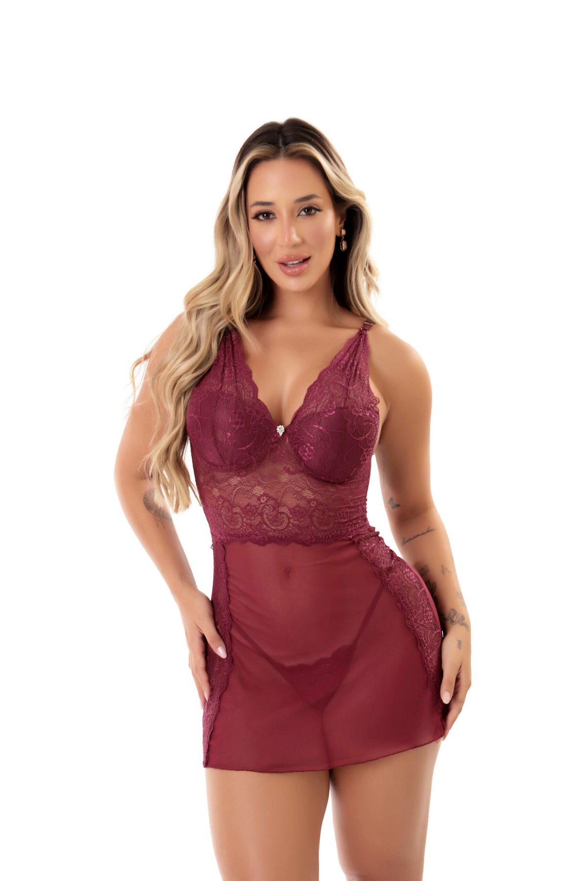 Camisola Tule e Renda Sensual em Branco – Doce Malícia