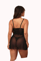 Camisola Tule e Renda Sensual com Bojo – Doce Malícia