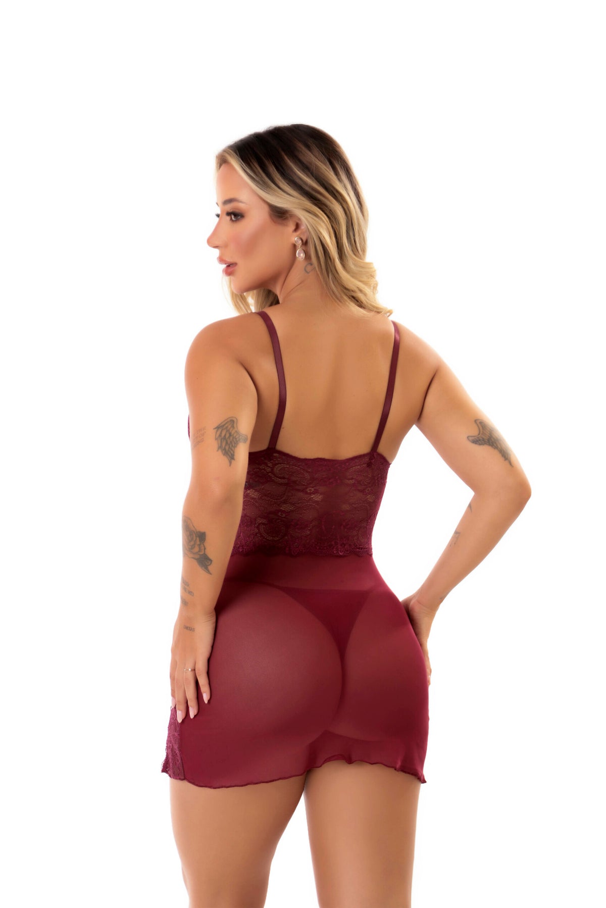 Camisola Tule e Renda Sensual em Branco – Doce Malícia