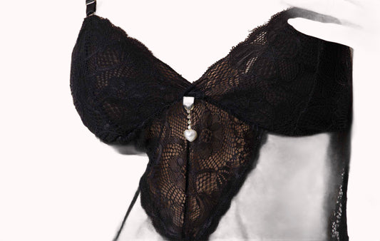 Camisola de Tule Sexy com Calcinha e Pérola – Doce Malícia