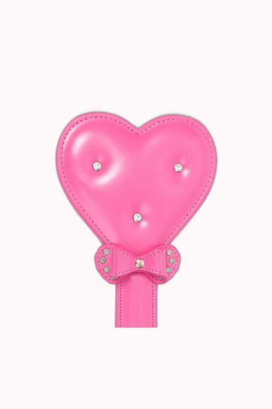 Chibata de Coração e Laço Rosa – Couro de Luxo – Doce Malícia