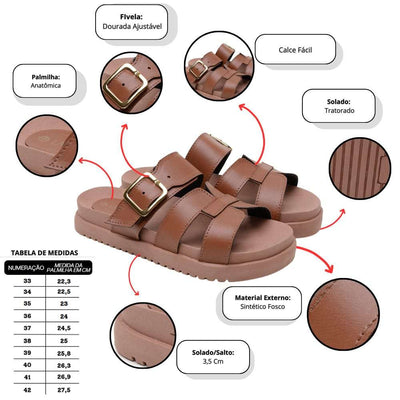 Chinelo Slide Feminino Café – Doce Malícia