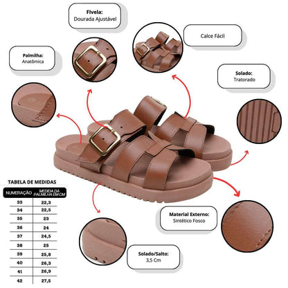 Chinelo Slide Feminino Café – Doce Malícia