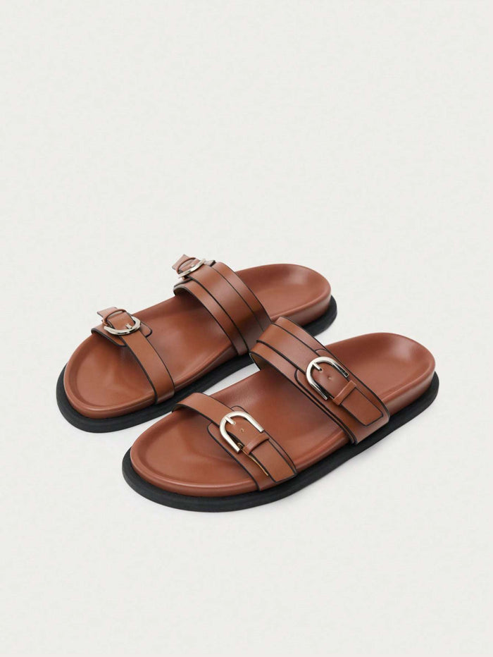 Slide Feminino Duas Fivelas Caramelo – Doce Malícia — Doce Malícia