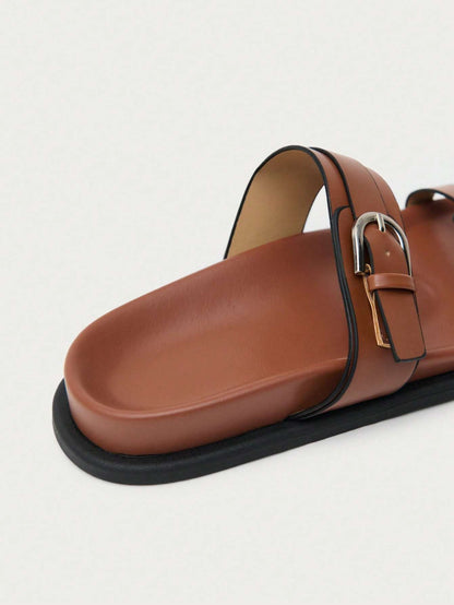 Slide Feminino Duas Fivelas Caramelo – Doce Malícia