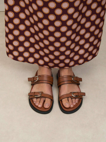 Slide Feminino Duas Fivelas Caramelo – Doce Malícia