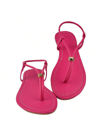 Sandália Rasteira T-Strap Pink com Stud – Doce Malícia