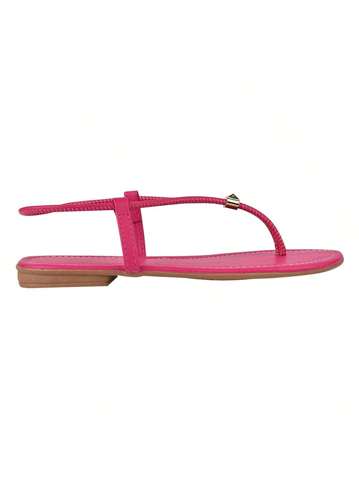 Sandália Rasteira T-Strap Pink com Stud – Doce Malícia — Doce Malícia