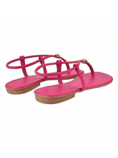Sandália Rasteira T-Strap Pink com Stud – Doce Malícia