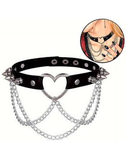 Coleira Choker Ajustável com Correntes em Preto – Doce Malícia