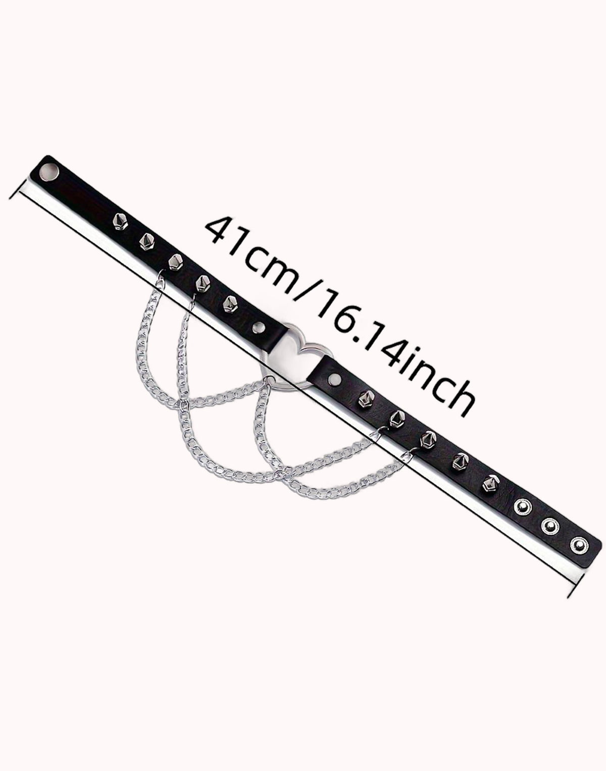 Coleira Choker Ajustável com Correntes e Spike  Preto – Tamanho 41,0 cm – Doce Malícia