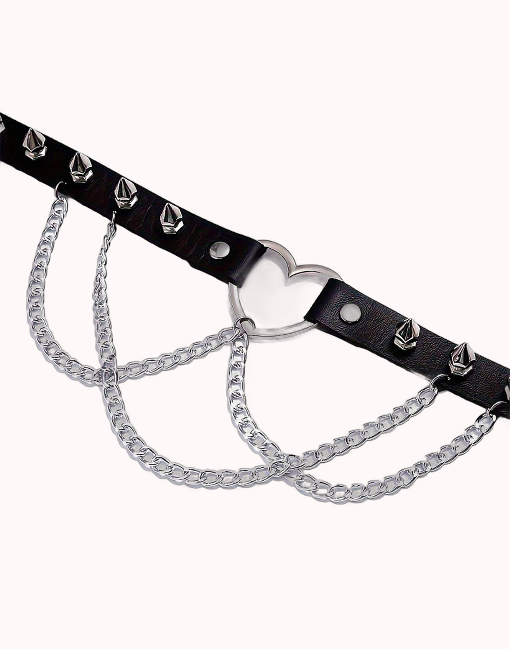 Coleira Choker Ajustável com Correntes e Spike  Preto – Tamanho 41,0 cm – Doce Malícia