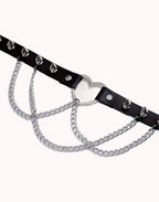 Coleira Choker Ajustável com Correntes e Spike  Preto – Tamanho 41,0 cm – Doce Malícia