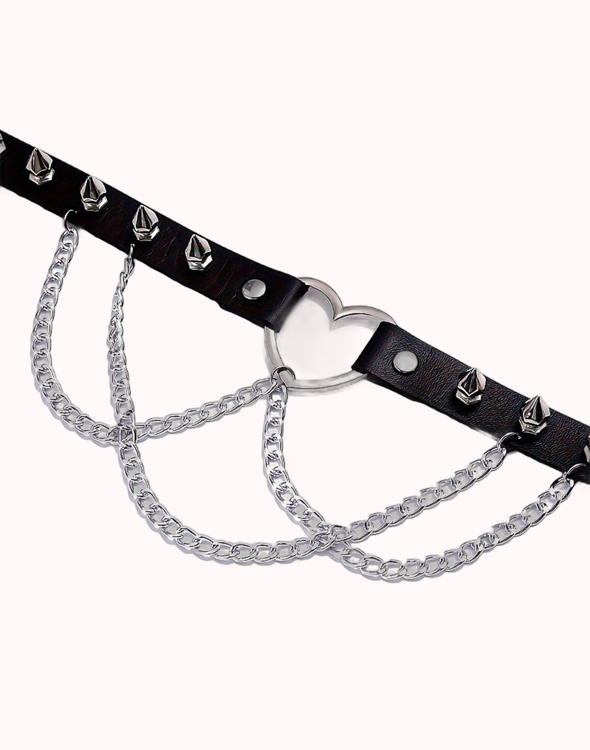 Coleira Choker Ajustável com Correntes e Spike  Preto – Tamanho 41,0 cm – Doce Malícia