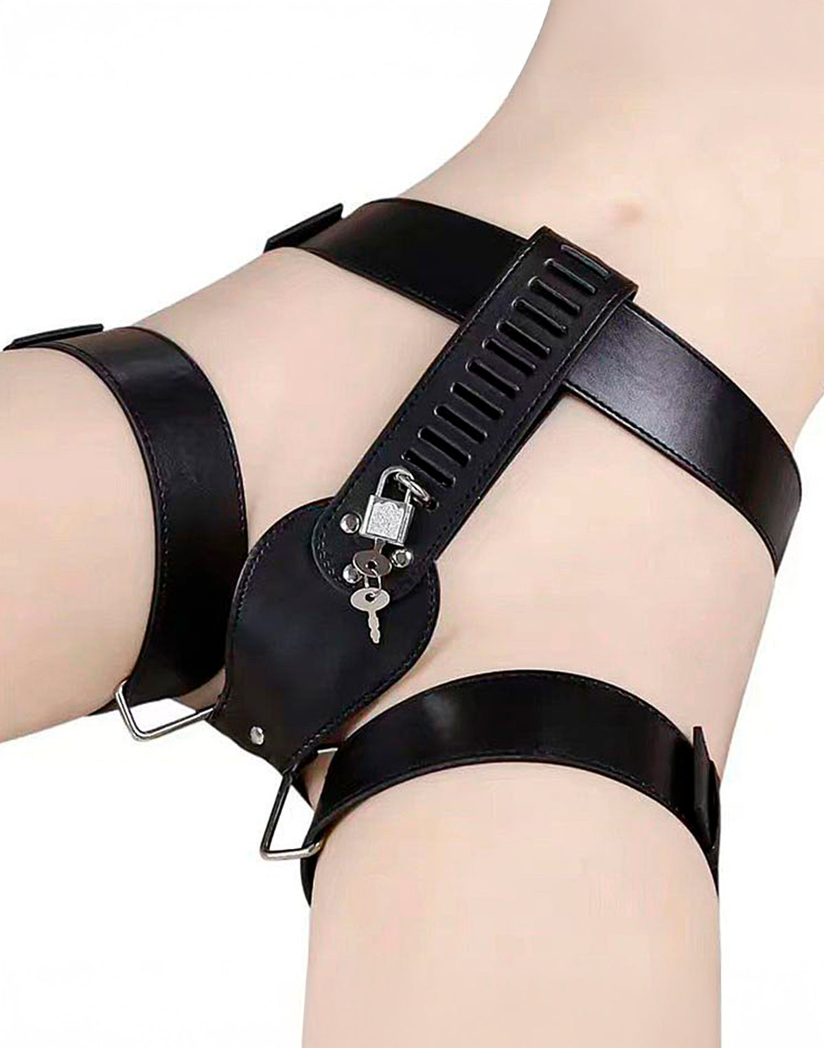 Cinta de Castidade em Couro Ajustável em Preto – Doce Malícia