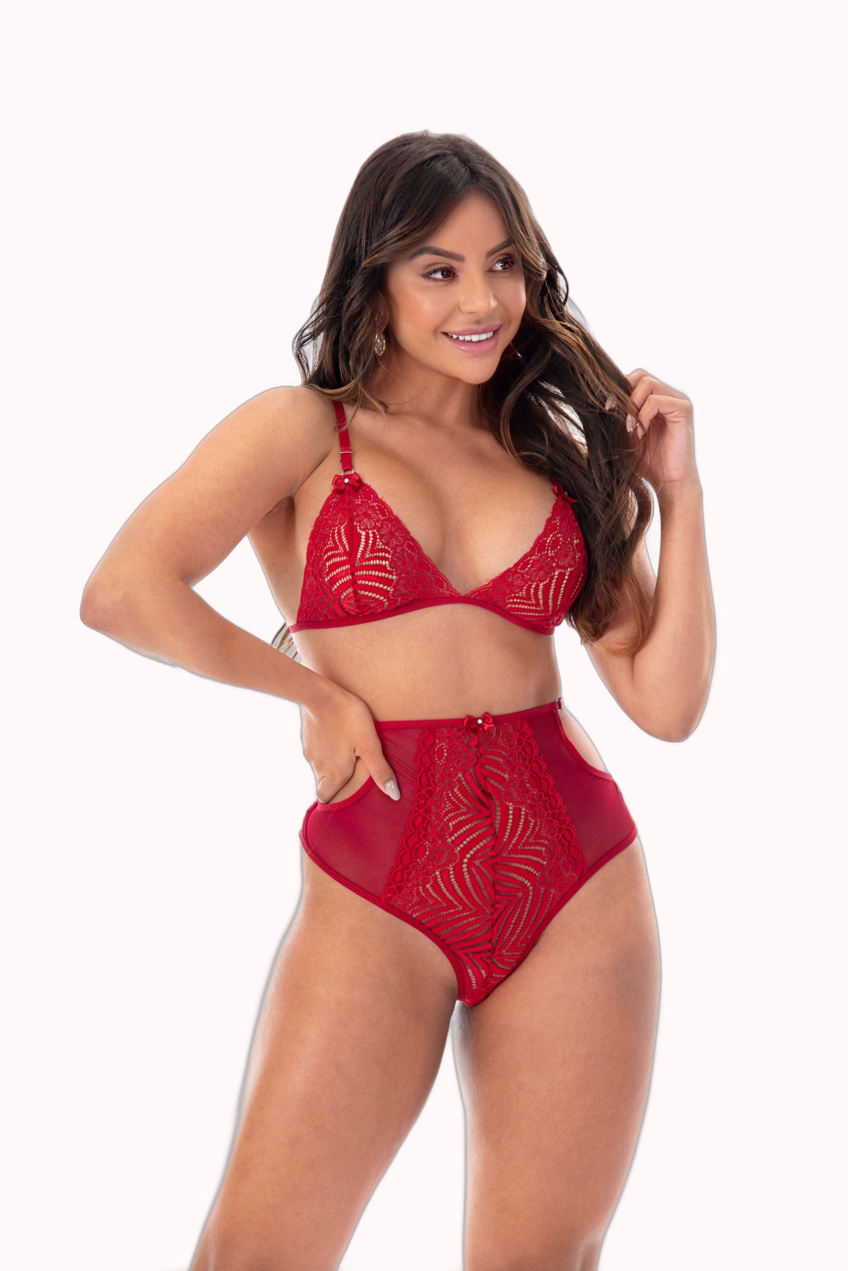 Conjunto cintura alta com renda sensual – Doce Malícia