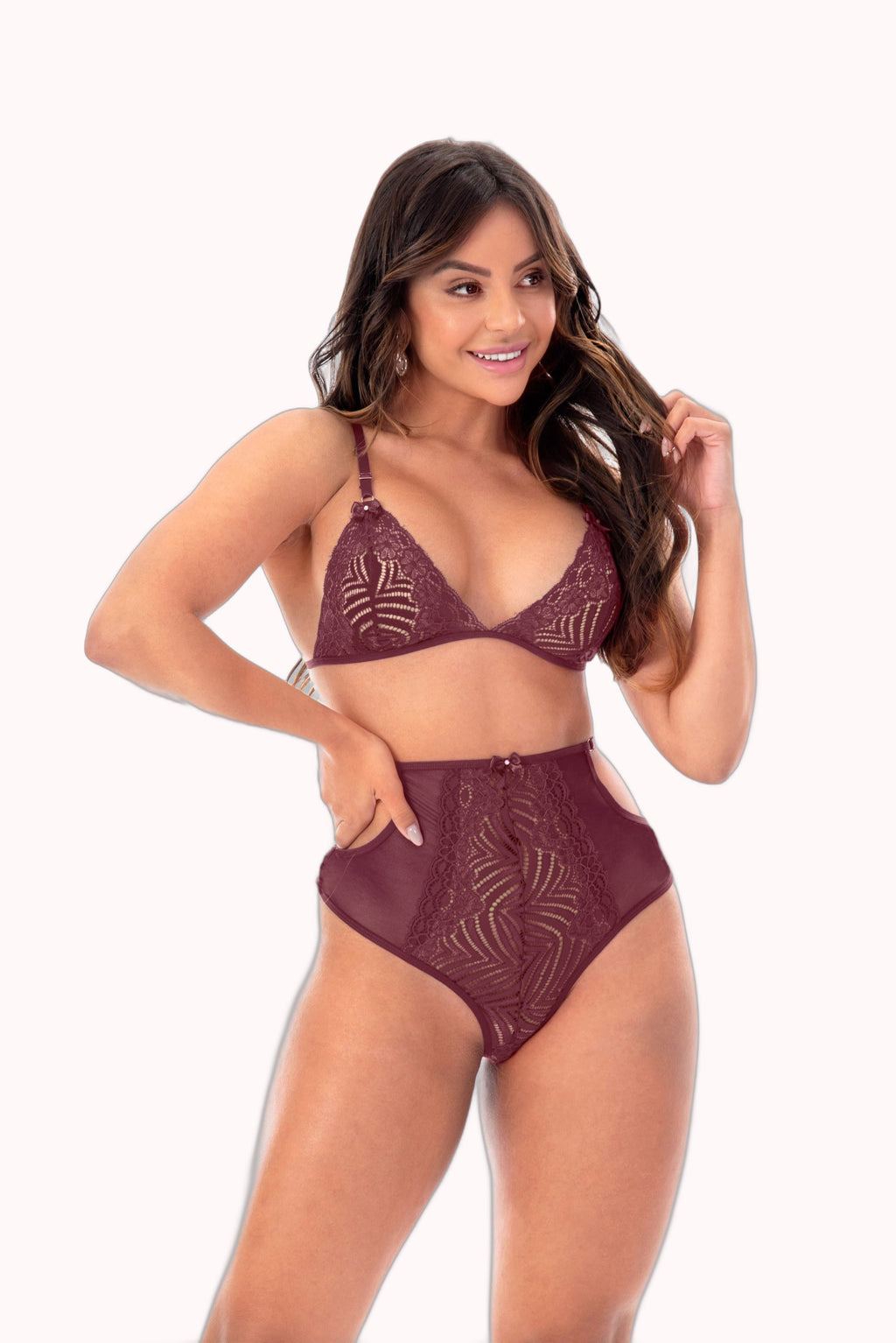 Conjunto cintura alta com renda sensual – Doce Malícia