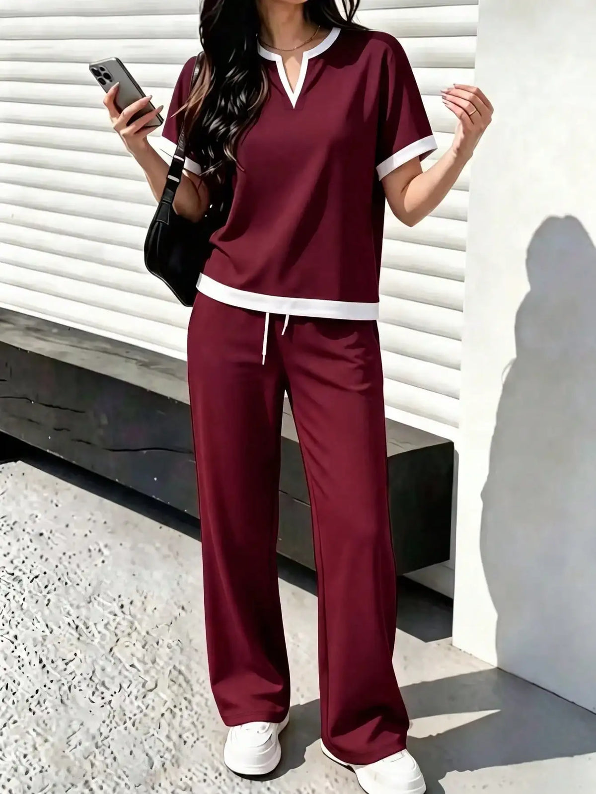 Conjunto de 2 Peças Feminino Primavera/Outono Novo Casual Versátil – Doce Malícia