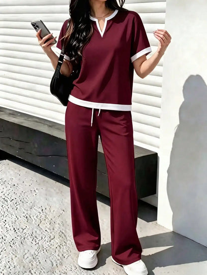 Conjunto de 2 Peças Feminino Primavera/Outono Novo Casual Versátil – Doce Malícia