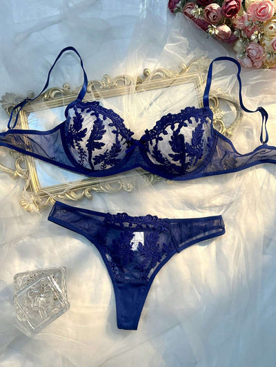 Conjunto de Lingerie Bordado Floral com Bojo – Doce Malícia