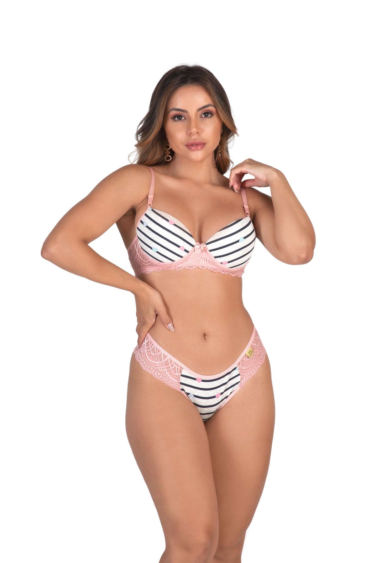 Conjunto estampado e renda em cores sortidas – Doce Malícia