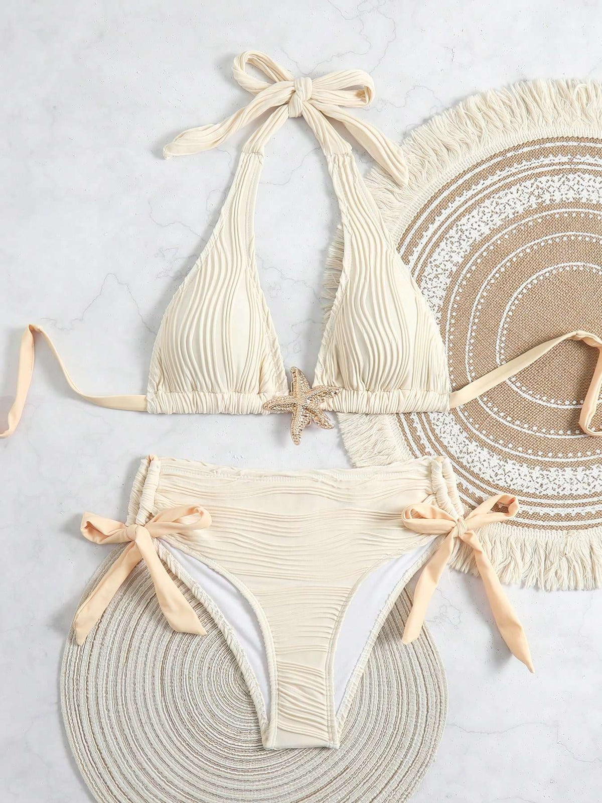 Biquíni Textura Off White com Estrela do Mar – Doce Malícia