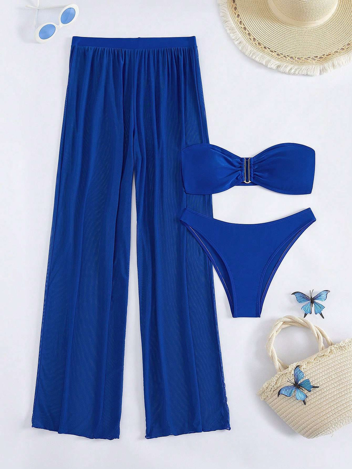 Conjunto Biquíni Bandeau + Calça Fenda – Doce Malícia
