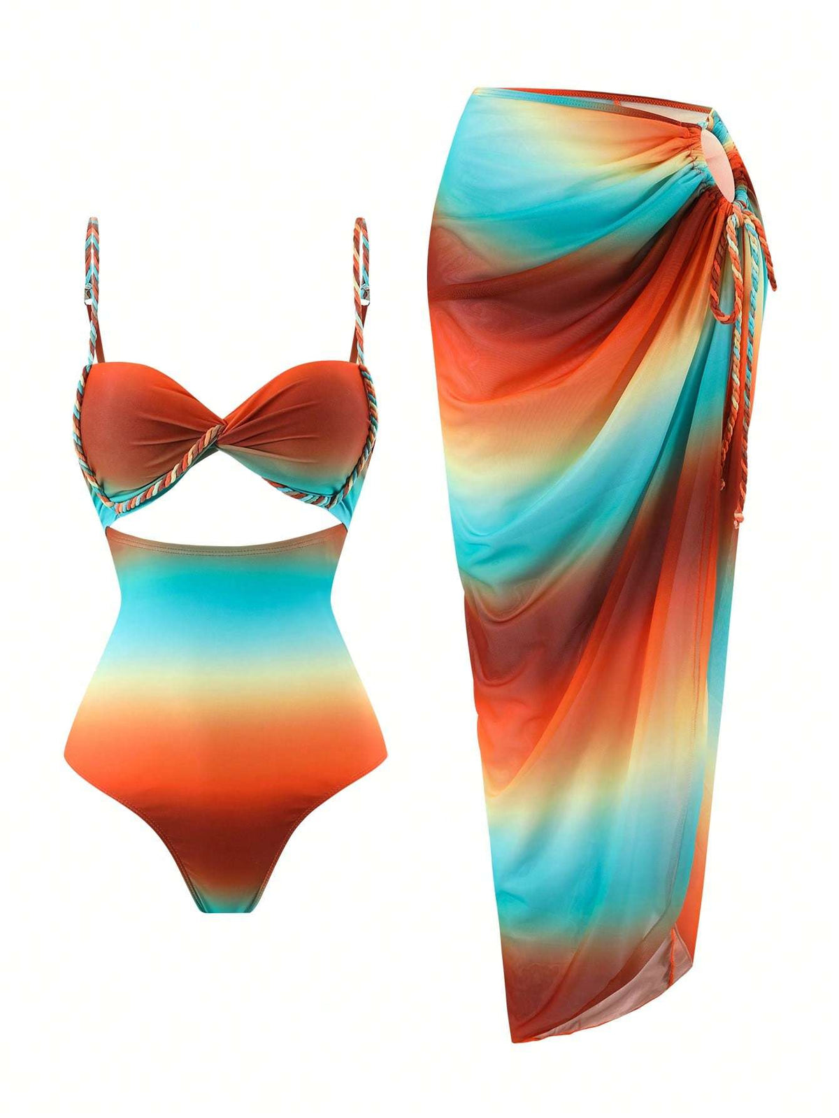 Vestido de Praia Tie Dye com Fenda e Argola – Doce Malícia
