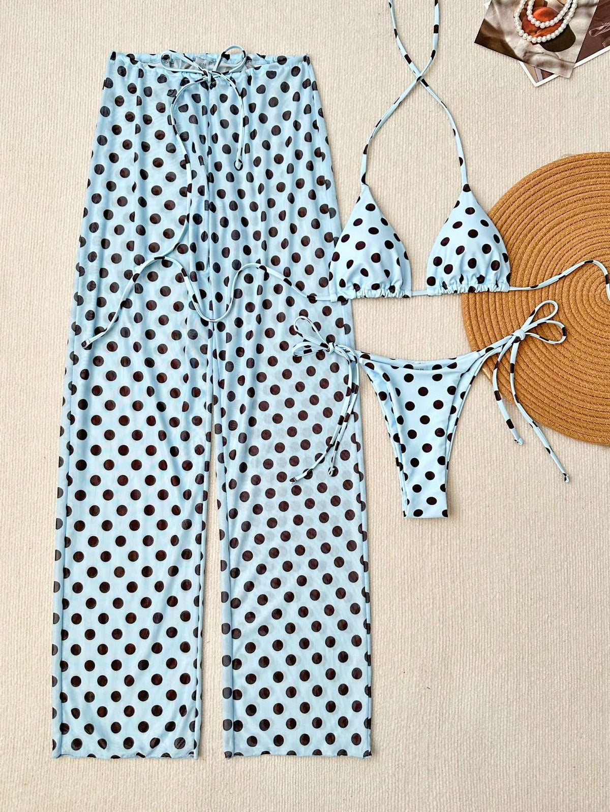 Biquíni 3 Peças Poá com Calça Pantalona – Doce Malícia